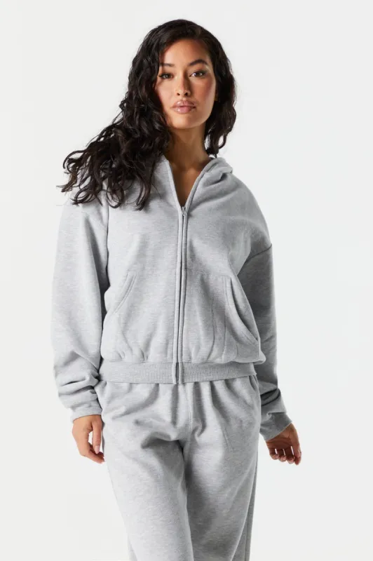 Fleece Zip Up Varsity Hoodie sold by Charlotte Russe