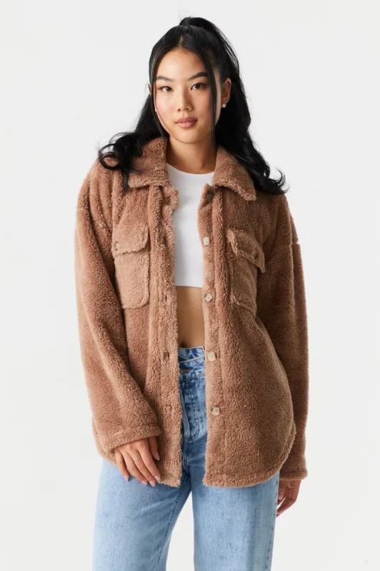 Plush Fleece Shacket sold by Charlotte Russe