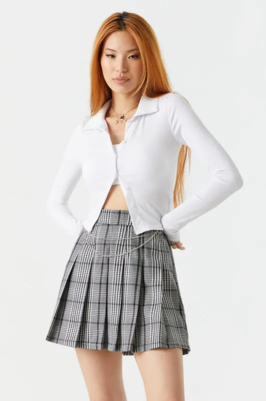 Plaid Pleated Twill Mini Skirt sold by Charlotte Russe
