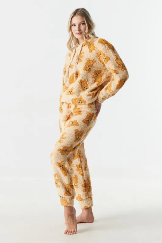 Teddy Bear Print Sherpa Pajama Jogger sold by Charlotte Russe