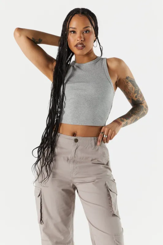 Everyday Ribbed High Neck Tank sold by Charlotte Russe