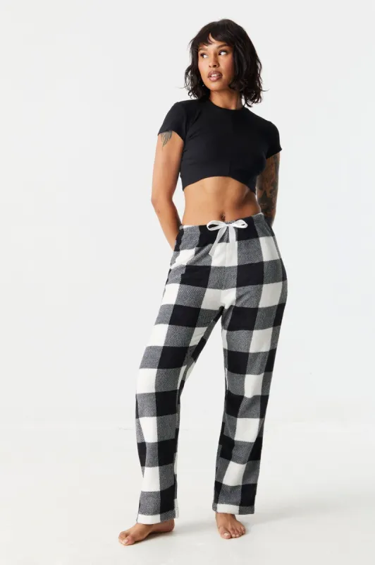 Black Buffalo Plaid Print Pajama Pant sold by Charlotte Russe