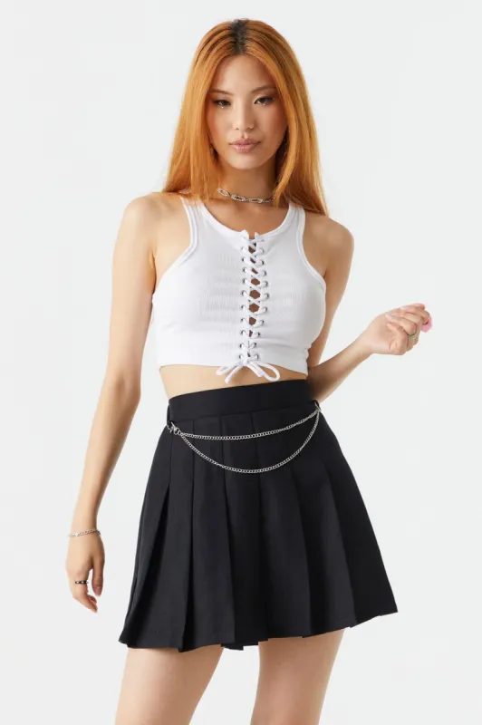 Pleated Twill Mini Skirt sold by Charlotte Russe