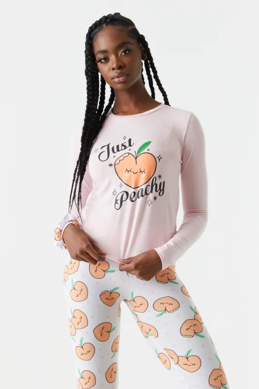 Just Peachy Graphic 3-Piece Pajama Set sold by Charlotte Russe