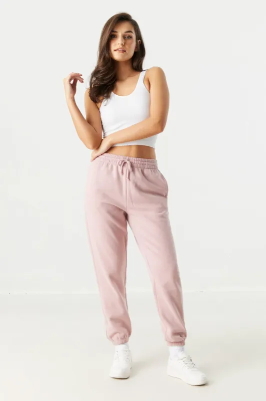 Coloured Fleece High Rise Jogger sold by Charlotte Russe