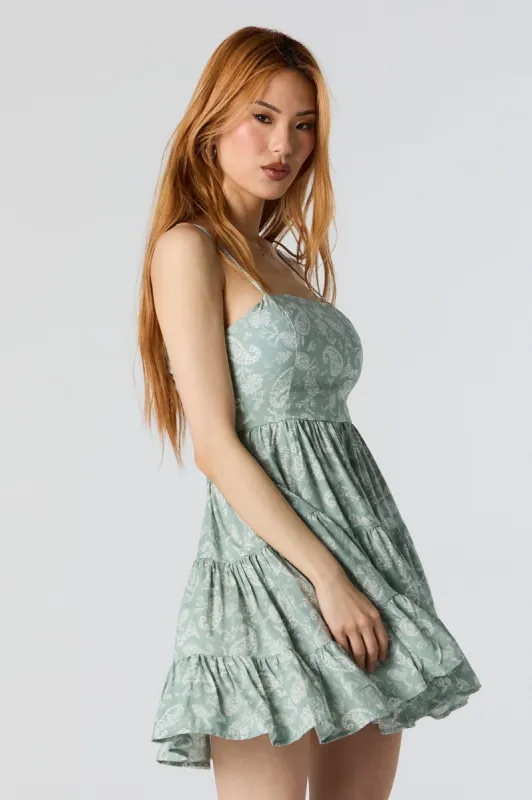 Green Floral Tiered Mini Dress with Built In Bra Cups sold by Charlotte Russe