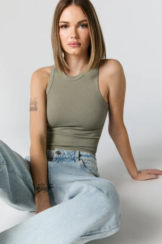 Seamless Ribbed High Neck Tank sold by Charlotte Russe