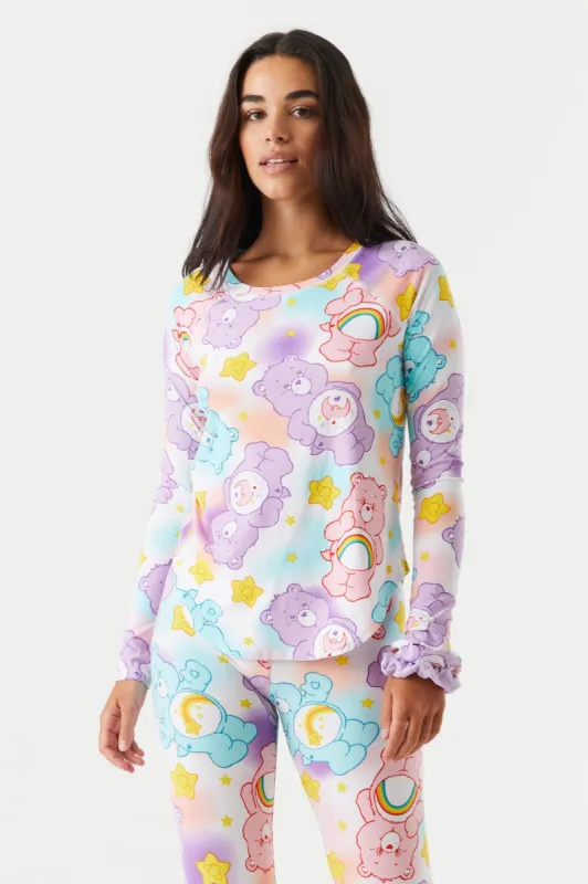 4-Piece Soft Care Bears Print Long Sleeve Top And Legging Pajama Set With Scrunchies sold by Charlotte Russe
