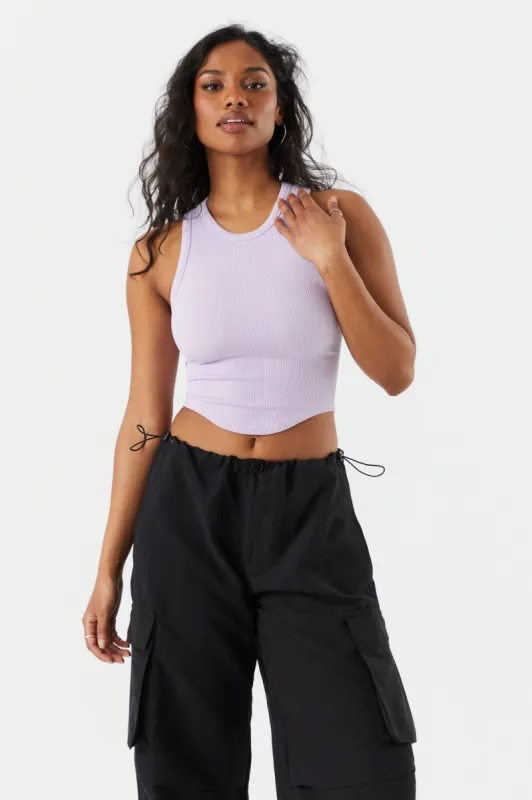 Seamless Ribbed Curved Hem Tank sold by Charlotte Russe