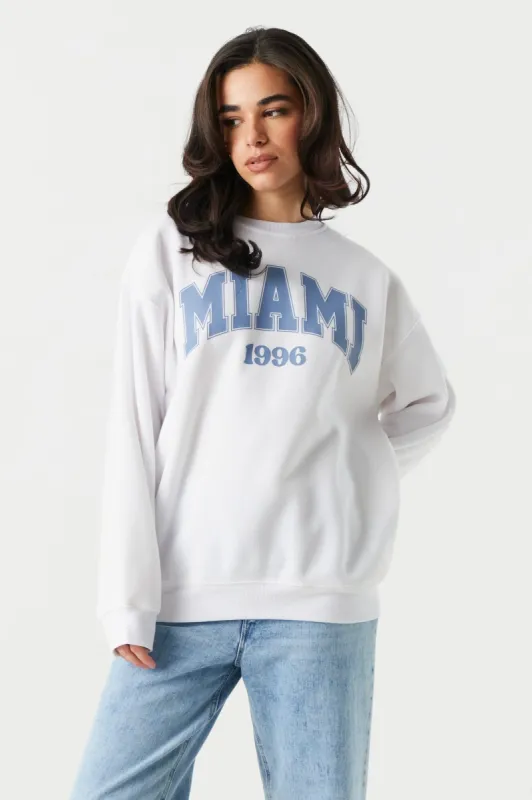 Miami Graphic Fleece Sweatshirt sold by Charlotte Russe
