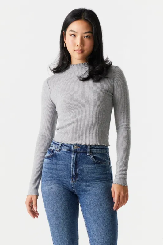 Lettuce Hem Mock Neck Skimmer Top sold by Charlotte Russe