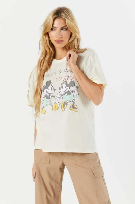 Minnie and Mickey Graphic Boyfriend T-Shirt sold by Charlotte Russe