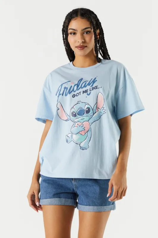 Friday Stitch Graphic Boyfriend T-Shirt sold by Charlotte Russe