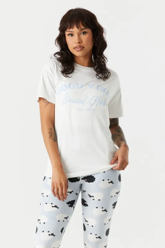 Soft Good Vibes Social Club Graphic Pajama Shirt sold by Charlotte Russe