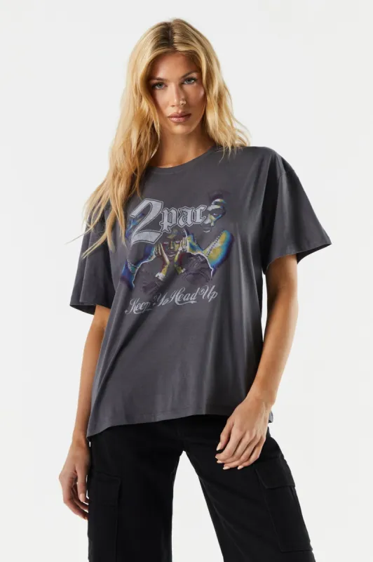 Tupac Keep Your Head Up Graphic Boyfriend T-Shirt made by Charlotte Russe