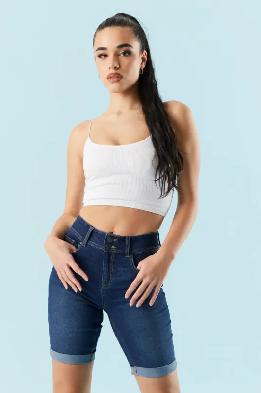 Dark Wash Bermuda Denim Short sold by Charlotte Russe