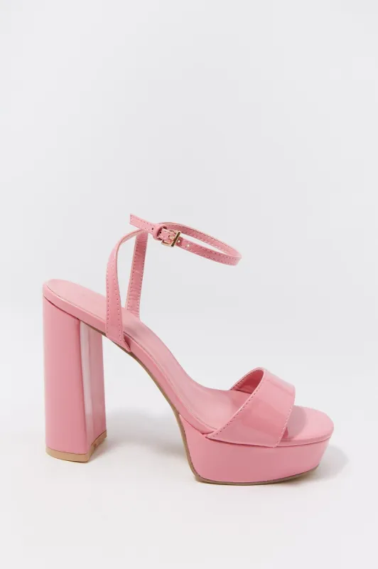 Faux Leather Ankle Strap Platform High Heel sold by Charlotte Russe