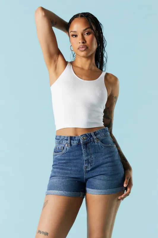Refuge Mom Dark Wash Denim Short sold by Charlotte Russe