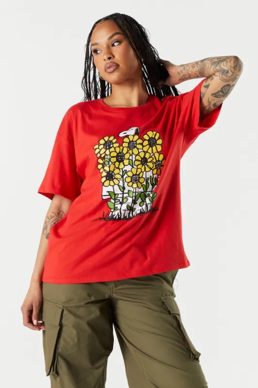 Red Snoopy Graphic Boyfriend T-Shirt sold by Charlotte Russe