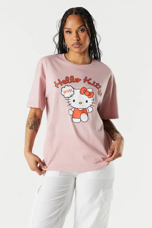 Pink Hello Kitty Graphic Boyfriend T-Shirt sold by Charlotte Russe