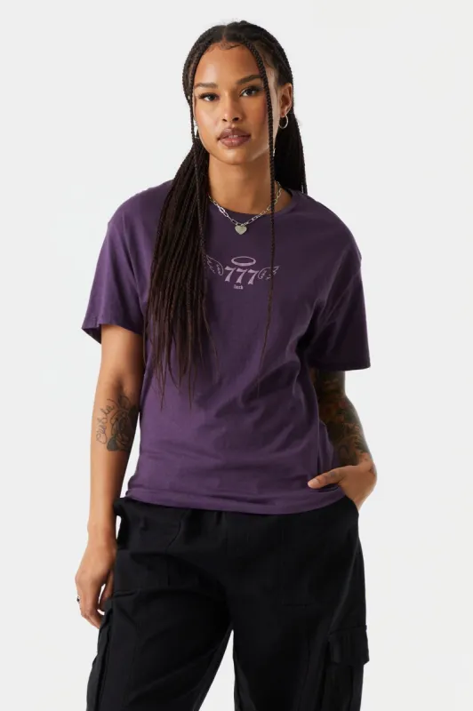 777 Luck Graphic Boyfriend T-Shirt made by Charlotte Russe