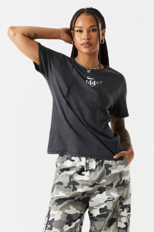 444 Protection Graphic Washed Boyfriend T-Shirt sold by Charlotte Russe