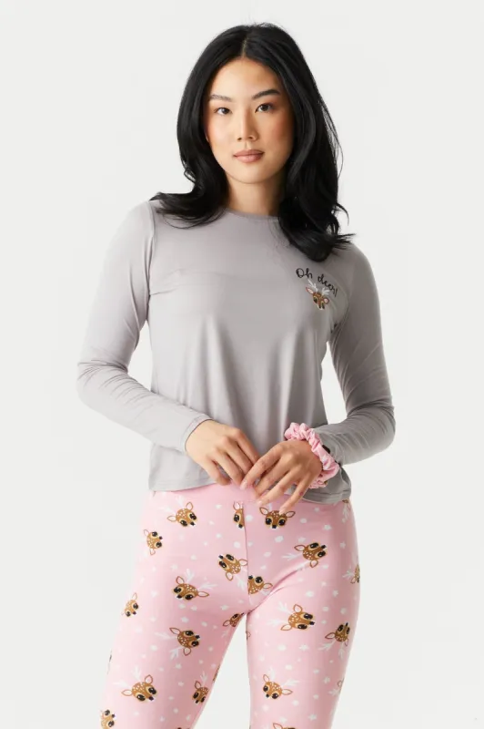 Soft Oh Deer Graphic 3-Piece Pajama Set sold by Charlotte Russe