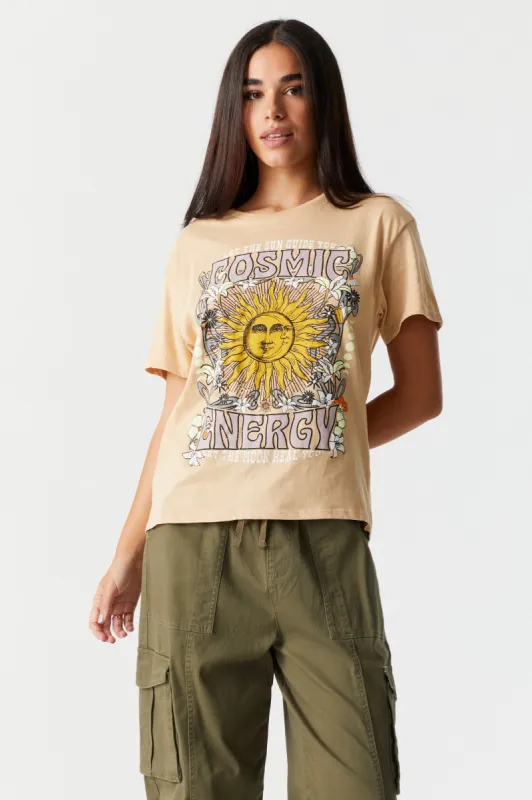 Cosmic Sun Graphic Boyfriend T-Shirt sold by Charlotte Russe