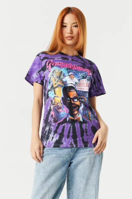 Tie-Dye Print Goosebumps Graphic Boyfriend T-Shirt sold by Charlotte Russe