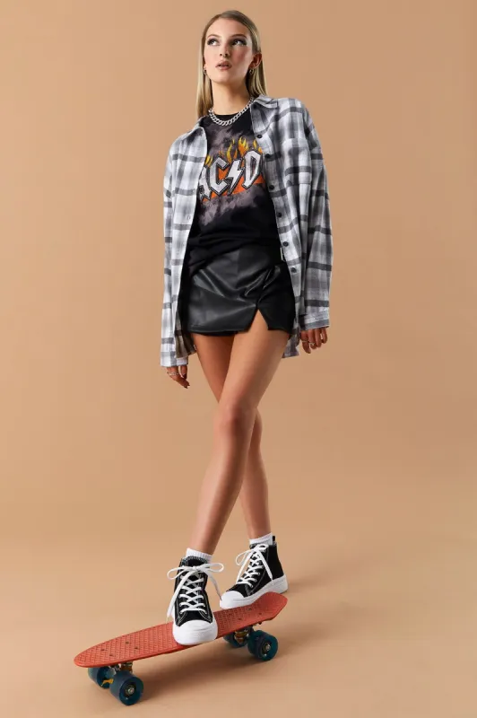 AC/DC Splatter Graphic Boyfriend T-Shirt sold by Charlotte Russe