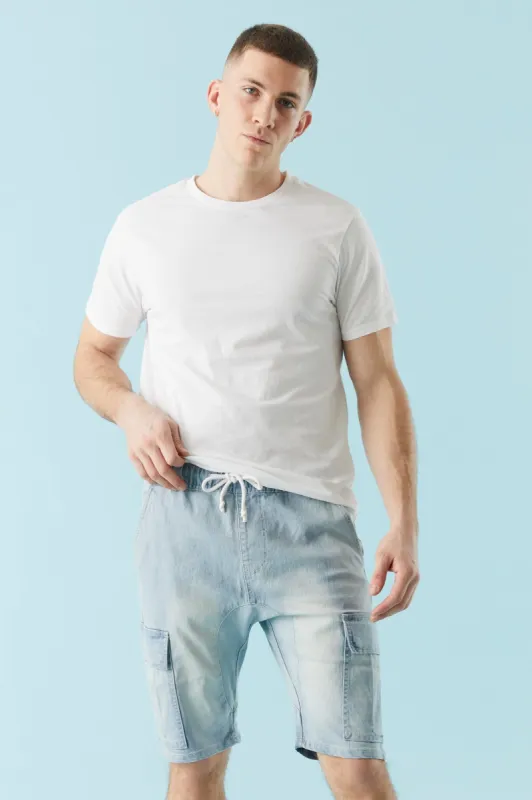 Light Wash Stretch Cargo Short sold by Charlotte Russe