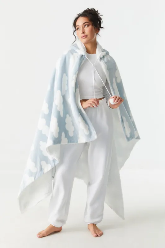 Cloud Print Hooded Sherpa Blanket sold by Charlotte Russe