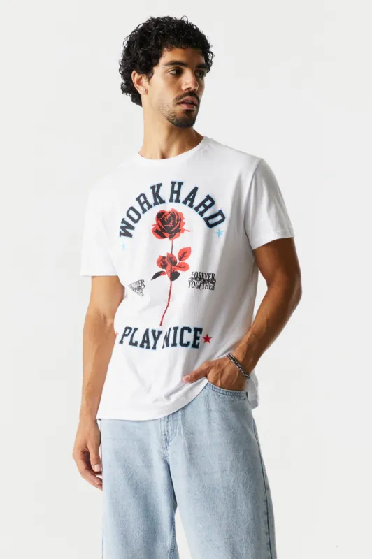 Work Hard Play Nice Graphic T-Shirt sold by Charlotte Russe