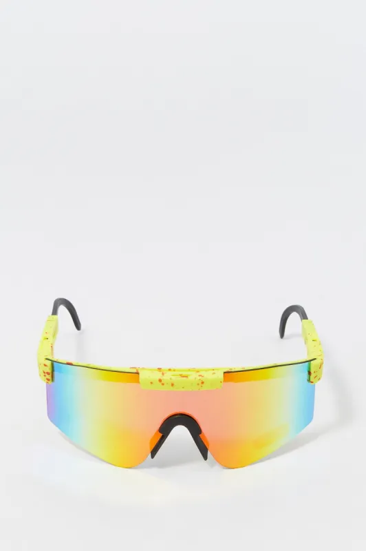 Neon Rainbow Shield Sunglasses sold by Charlotte Russe