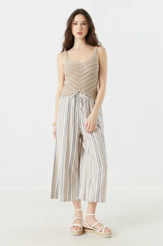Striped Linen Culottes sold by Charlotte Russe