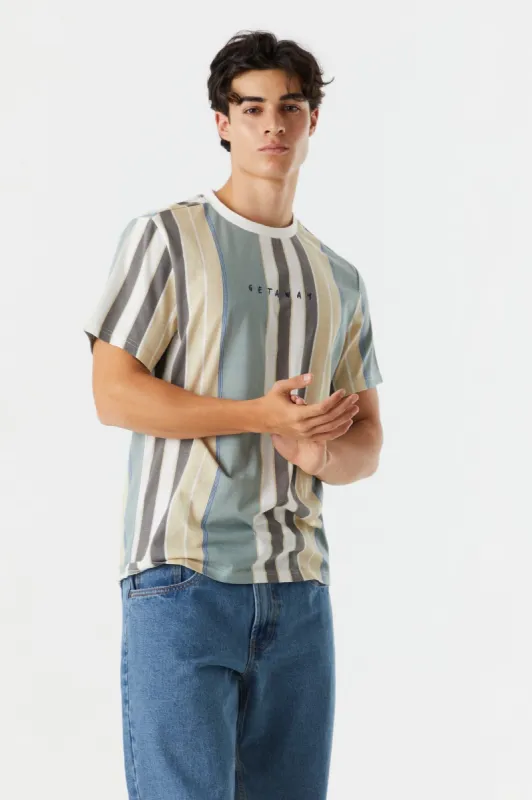 Embroidered Getaway Striped T-Shirt sold by Charlotte Russe