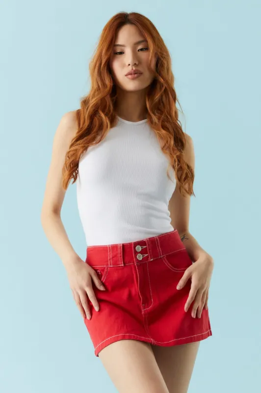 Bull Denim Coloured Mini Skirt sold by Charlotte Russe