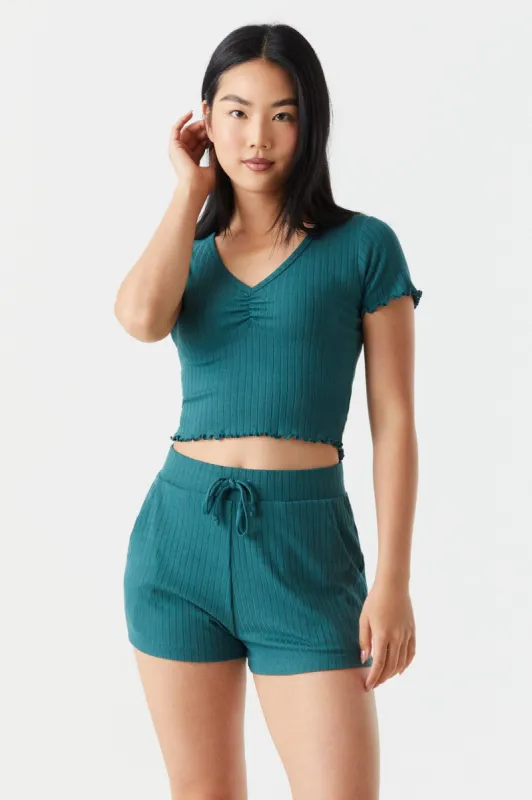 Cinched V-Neck 2-Piece Pajama Set sold by Charlotte Russe