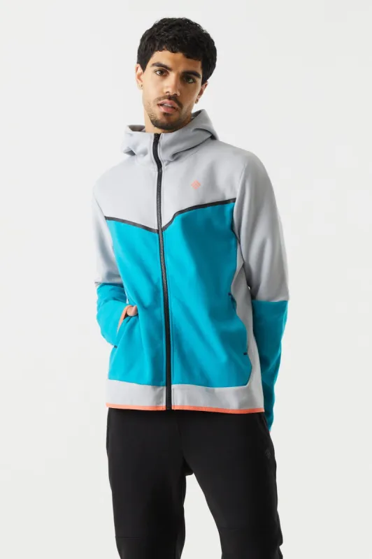Colour Block Zip-Up Tech Fleece Hoodie sold by Charlotte Russe