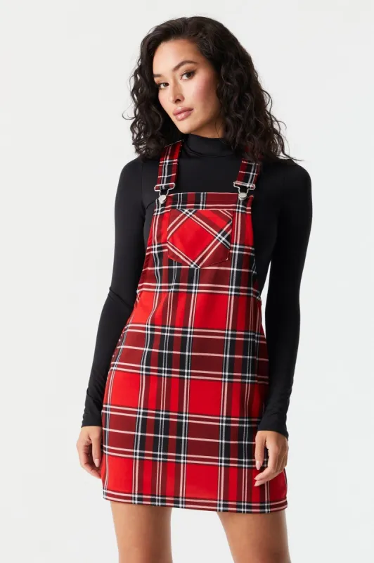 Red Plaid Front Pocket Pinafore Dress sold by Charlotte Russe
