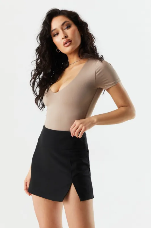 Seamless V-Neck Contour T-Shirt Bodysuit sold by Charlotte Russe