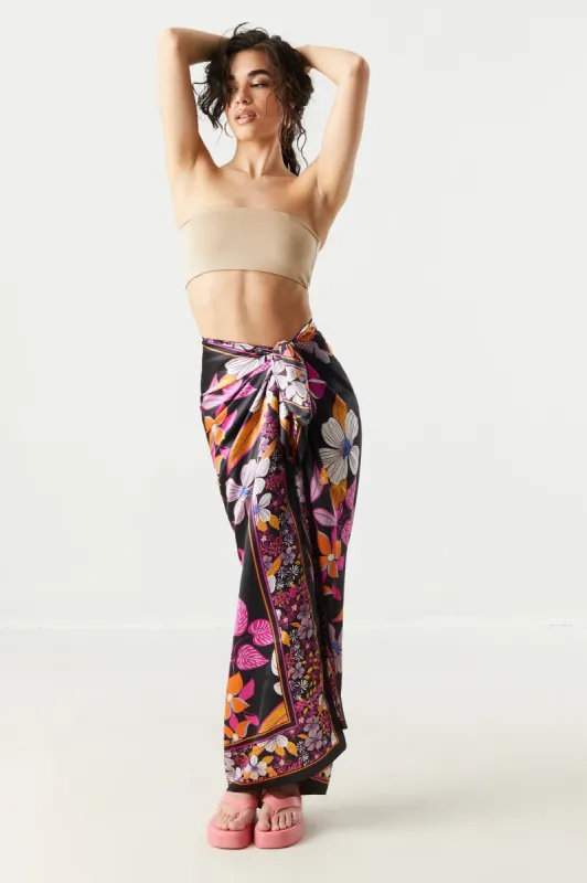Black Floral Printed Satin Scarf sold by Charlotte Russe