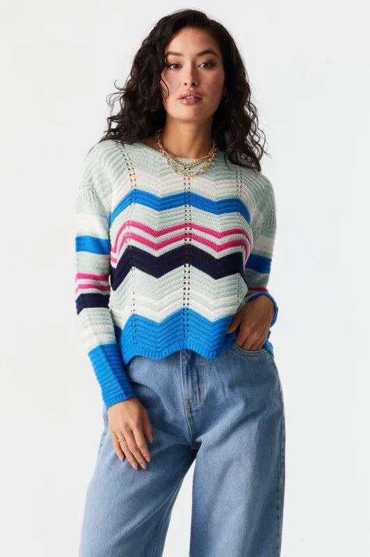 Herringbone Striped Chunky Knit Sweater sold by Charlotte Russe
