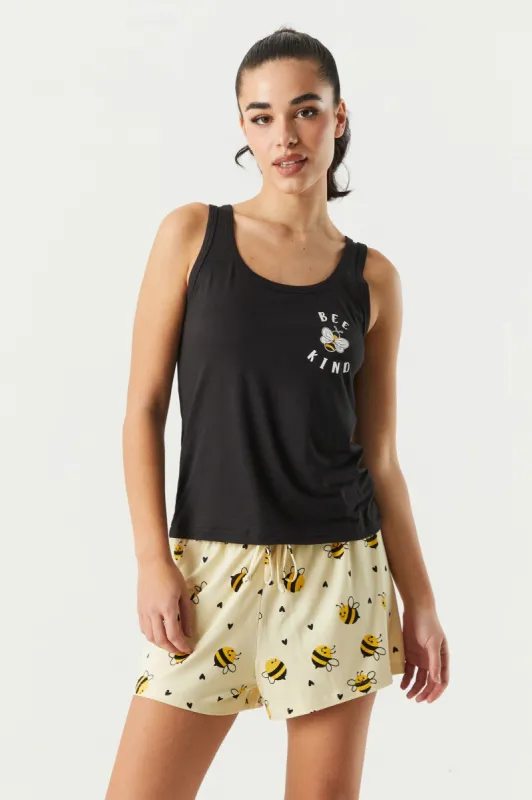 Bee Kind Graphic Tank and Short 2-Piece Pajama Set sold by Charlotte Russe