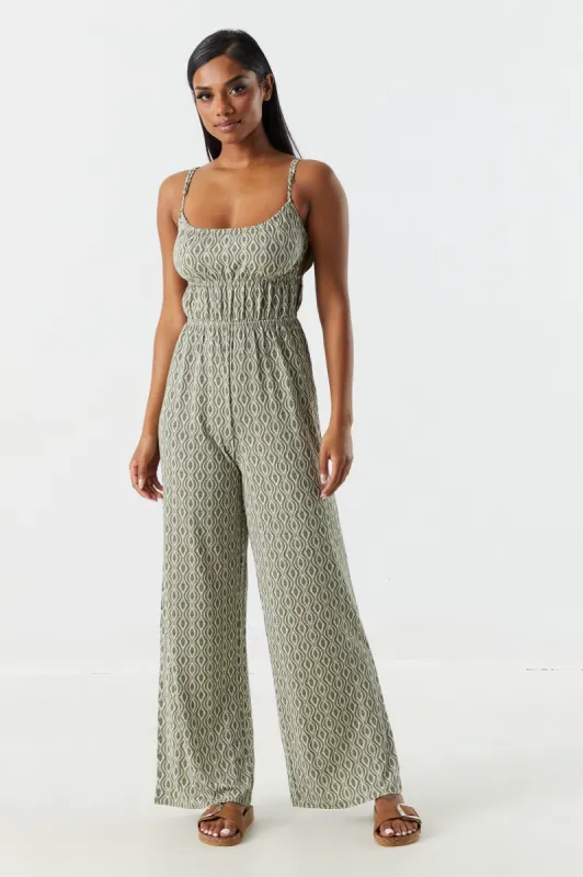 Elastic Waist Paisley Print Jumpsuit sold by Charlotte Russe