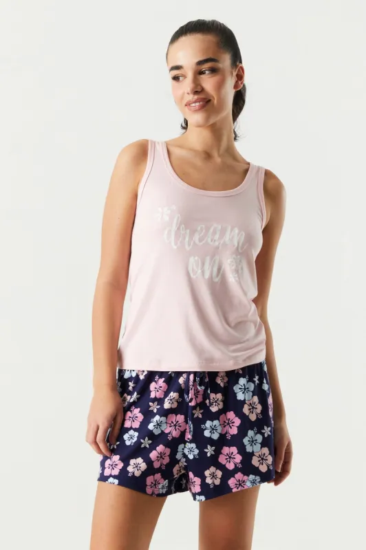 Dream On Graphic Tank and Short 2-Piece Pajama Set sold by Charlotte Russe