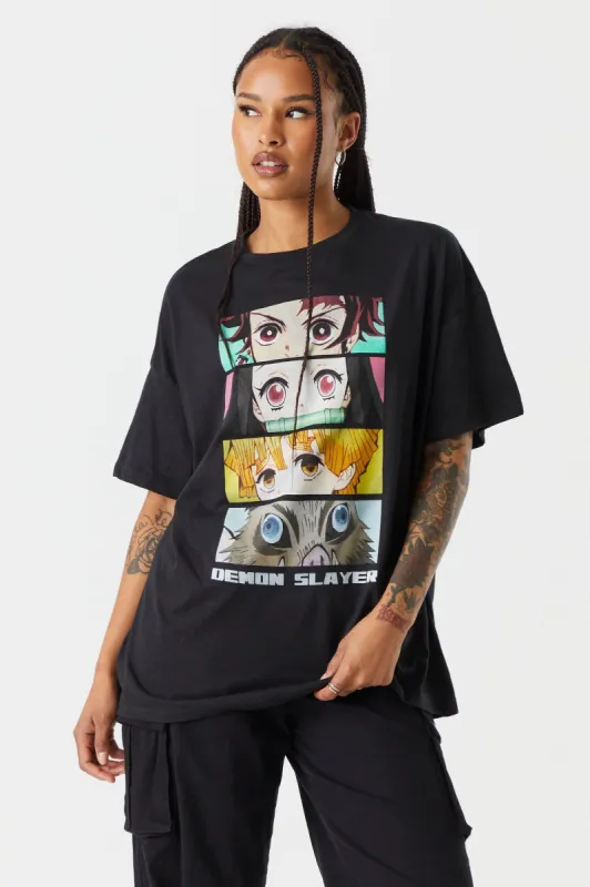 Demon Slayer Graphic Boyfriend T-Shirt sold by Charlotte Russe