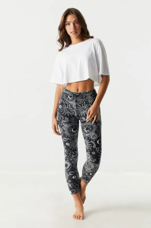 Mystic Sun Print Velour Pajama Leggings sold by Charlotte Russe