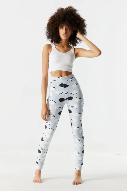 Sheep Print Velour Pajama Leggings sold by Charlotte Russe
