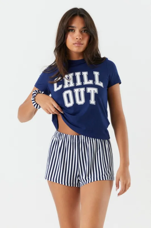 Chill Out Graphic 3-Piece Pajama Set sold by Charlotte Russe